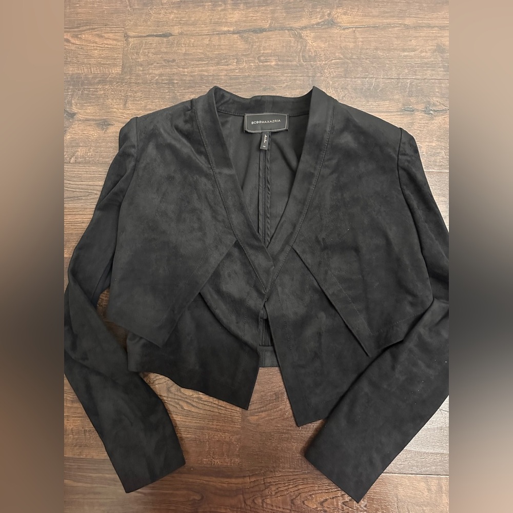 Bcbgmaxazria Black Suede Cropped Jacket